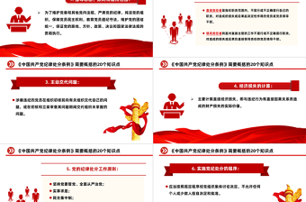 红色创意简要概括关于《中国共产党纪律处分条例》的20个知识点PPT下载