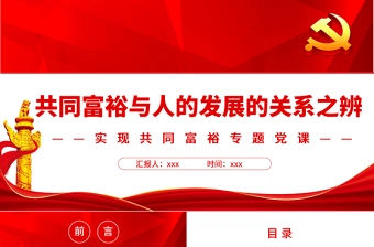 共同富裕与人的发展的关系之辨PPT红色党政风实现共同富裕专题党课课件