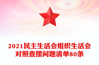 2021民主生活会组织生活会对照查摆问题清单80条