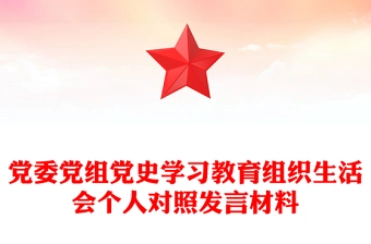 党委党组党史学习教育组织生活会个人对照发言材料