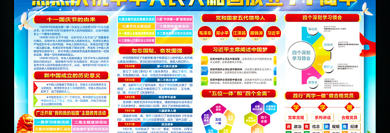 红蓝撞色2020年庆祝中华人民共和国成立71周年展板宣传设计模板下载