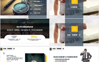 黄蓝内容型时间管理法则企业管理PPT模板