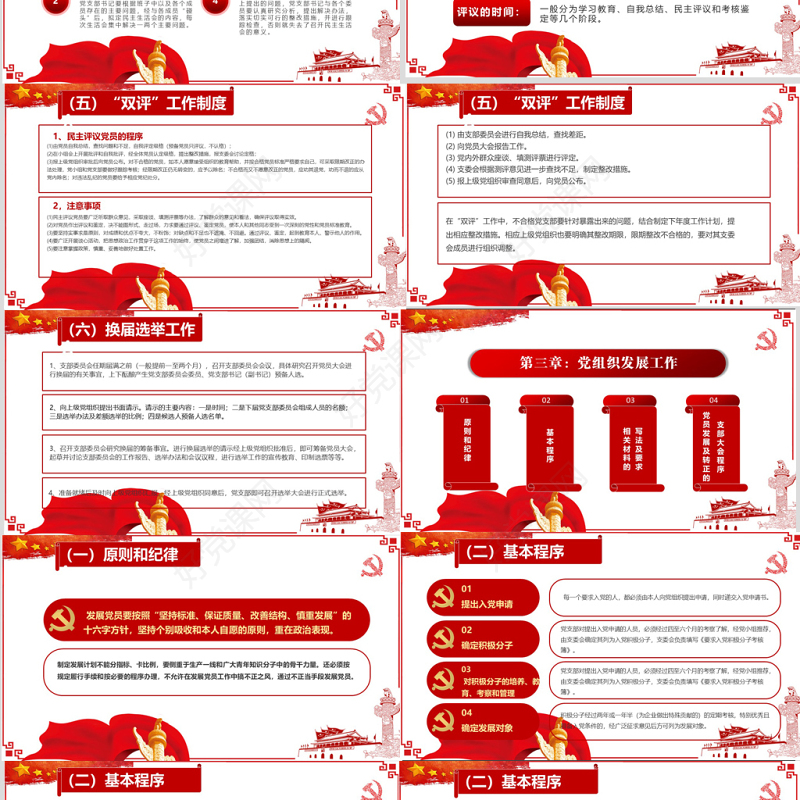 2020红色党建工作报告指南PPT模板