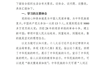 党史学习教育专题组织生活会对照检查发言材料