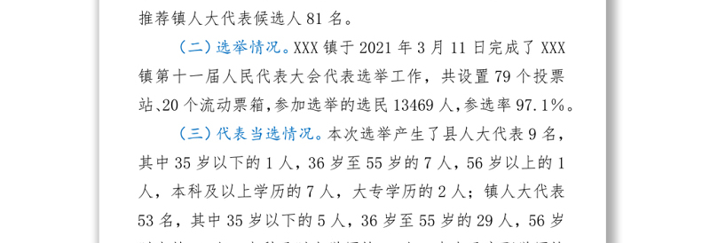 2021年镇人大换届选举工作总结