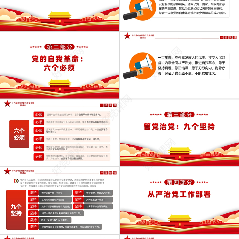 一图读懂十九届中央纪委六次全会重要讲话专题党课课件PPT