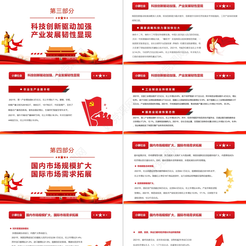 “十四五”实现良好开局PPT红色党政风以实际行动迎接党的二十大胜利召开专题党课课件模板