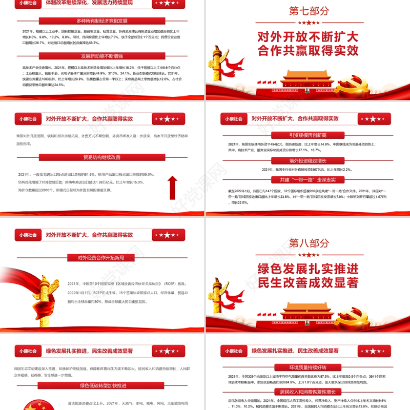 “十四五”实现良好开局PPT红色党政风以实际行动迎接党的二十大胜利召开专题党课课件模板