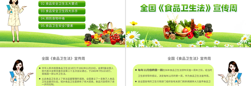 2022全国食品安全宣传周PPT绿色全国《食品卫生法》宣传周教育宣传汇报课件