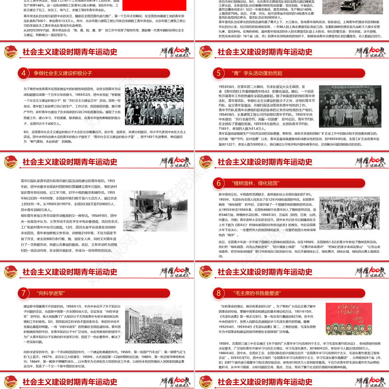 党领导的青年运动史PPT红色党建风中国共青团成立100周年弘扬五四精神挥洒热血青春专题团课