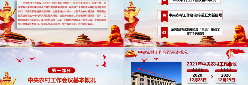 红色简约党政风2021年中央农村工作会议“三农”工作重心的历史性转移全面解读ppt
