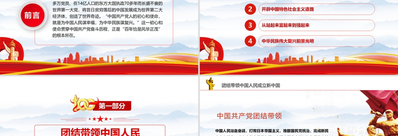 2022党史学习教育组织生活会PPT红色党政风庆祝中国共产党建党100周年专题党课课件模板