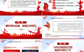 2021年党支部工作总结及2022党建工作计划PPT红色大气党员干部专题党课课件