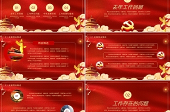 中国红大气喜庆党政述职报告通用模板ppt