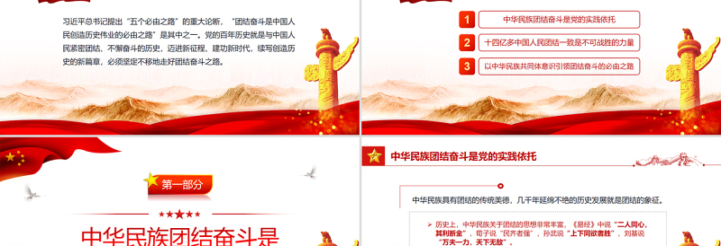 坚定不移走好团结奋斗的必由之路PPT红色党政风党员干部深入学习五个必由之路专题党课