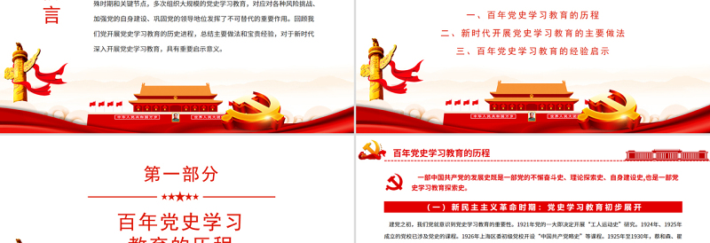 新时代加强党史学习教育研究PPT红色党政风2022年度党史学习教育专题党课课件