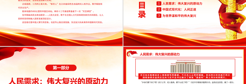 从两会看“中国梦”新征程PPT精美简洁风2022年全国两会专题党课课件