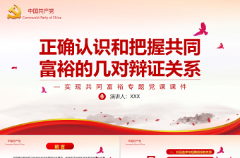 正确认识和把握共同富裕的几对辩证关系PPT红色党政风实现共同富裕专题党课课件