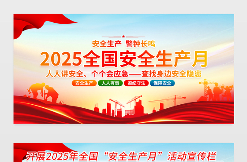 大气精美开展2025年全国安全生产月活动宣传展板