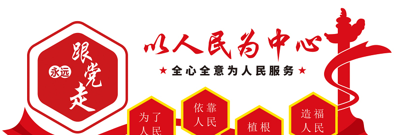 2021以人民为中心文化墙红色简洁一切为了人民造福人民党建宣传文化墙设计