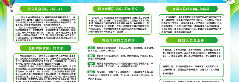 2020年5月12日防灾减灾日防灾科普展板