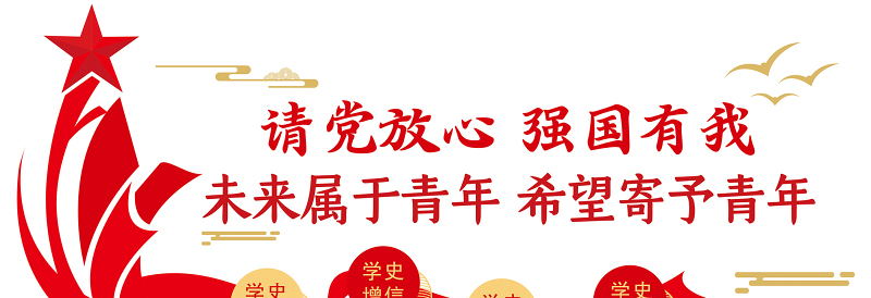 2021请党放心强国有我文化墙双色大气未来属于青年希望寄予青年党建文化背景墙模板