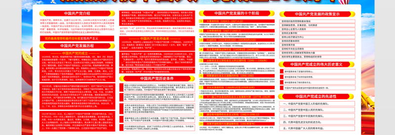 奋斗百年路启航新征程建党100周年七一建党节宣传栏设计模板