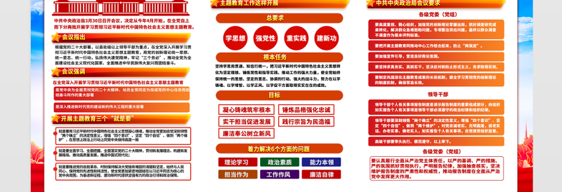 学思想强党性重实践建新功宣传栏精美大气深入学习贯彻习近平新时代中国特色社会主义思想主题教育展板设计