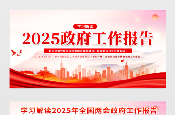 2025政府工作报告展板精美大气学习两会精神宣传模板