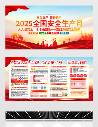 大气精美开展2025年全国安全生产月活动宣传展板