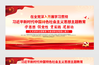 2023年党内主题教育宣传栏精美时尚习近平新时代中国特色社会主义思想内容宣传展板设计