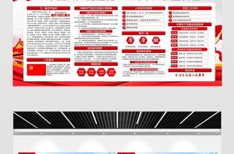 建党100周年展板红色大气庆祝七一建党节党史知识宣传栏模板