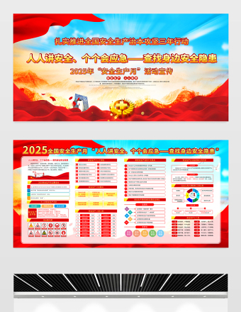 2025新版安全生产月展板精美大气查找身边安全隐患主题安全宣教展板设计