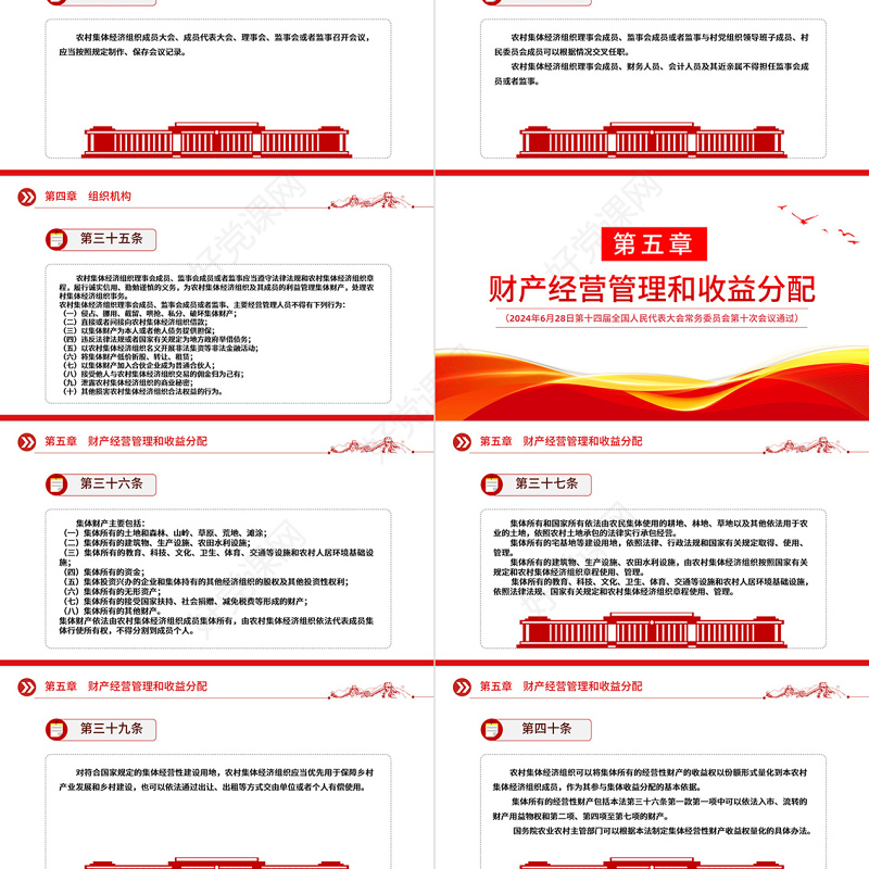 红色精美中华人民共和国农村集体经济组织法PPT下载