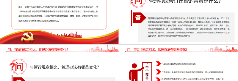 《社会组织评比达标表彰活动管理办法》答记者问PPT专题课件模板