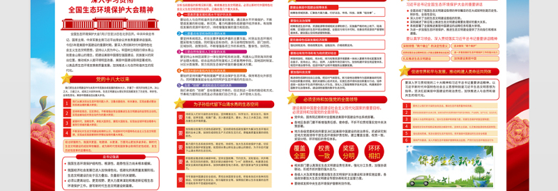 全国生态环境保护大会精神展板红色创意深入贯彻新时代中国特色社会主义生态文明思想宣传栏设计