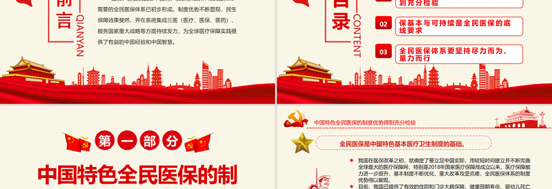 坚持走中国特色全民医保之路PPT党政风学习全民医保体系专题课件模板