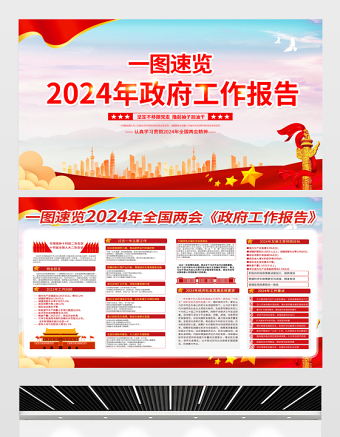 2024年政府工作报告一图速览宣传栏彩色精美聚焦两会关注民生宣传展板设计