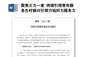 聚焦三力一度 持续引领青年服务乡村振兴引领力组织力服务力贡献度团组织专题团课演讲稿