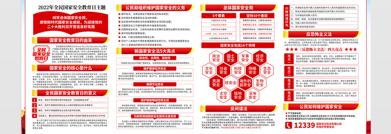 2022国家安全教育日宣传栏精美大气增强全民国家安全意识维护国家安全党建宣传展板