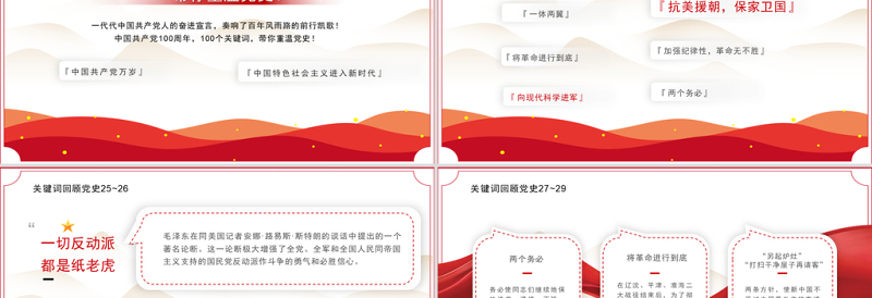 2021回顾百年党史100个关键词（中）PPT庆祝建党100周年专题系列党课课件模板