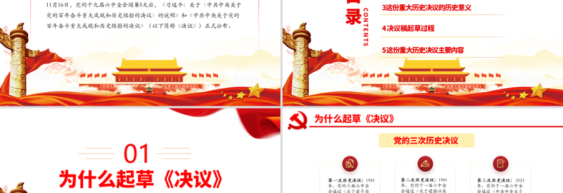 党的第三份重大历史决议PPT简洁大气决议起草过程主要内容及重大历史意义党员学习党课