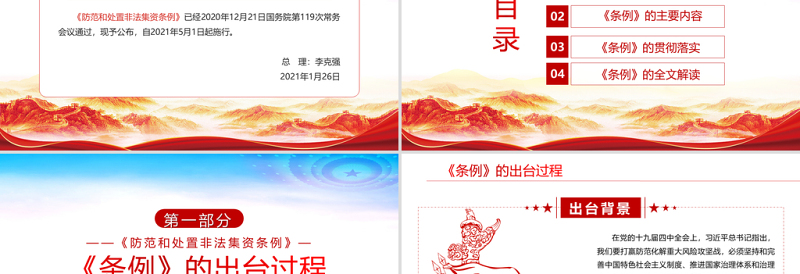 2021学习解读国务院颁布的《防范和处置非法集资条例》PPT专题系列党课课件模板