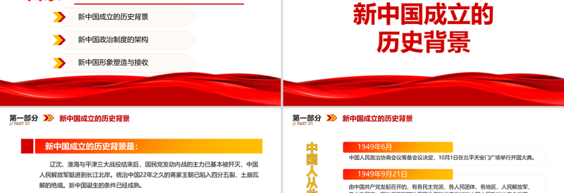 2021建立新中国的背景及其实践PPT红色极简风七一建党节建党100周年专题党课PPT模板