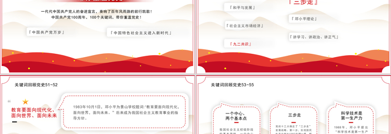 2021回顾百年党史100个关键词（下）PPT庆祝建党100周年专题系列党课课件模板