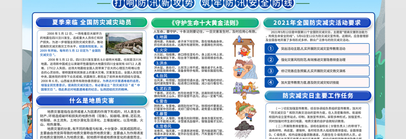 2021普及防洪防汛知识增强抗洪救灾能力展板防洪防汛知识宣传栏专题展板