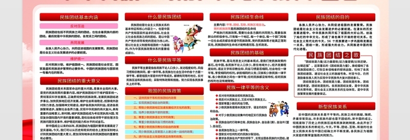 2021民族团结展板红色大气民族团结一家亲同心共筑中国梦铸牢中华民族共同体意识党建宣传展板设计下载