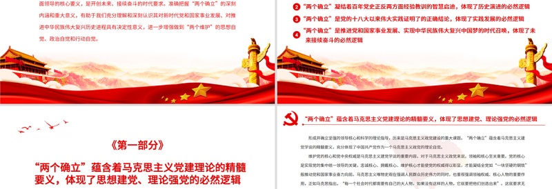 正确理解和把握“两个确立”的必然逻辑PPT党员干部深入学习两个确立的深刻内涵和重大意义专题党课课件模板