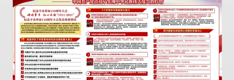 2021纪念辛亥革命110周年大会上的重要讲话展板铭记历史缅怀先烈实现中华民族伟大复兴宣传栏设计下载
