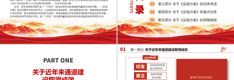 2021“十四五”推进西部陆海新通道高质量建设实施方案PPT大气简洁风构建通道融合开放发展新局党课模板